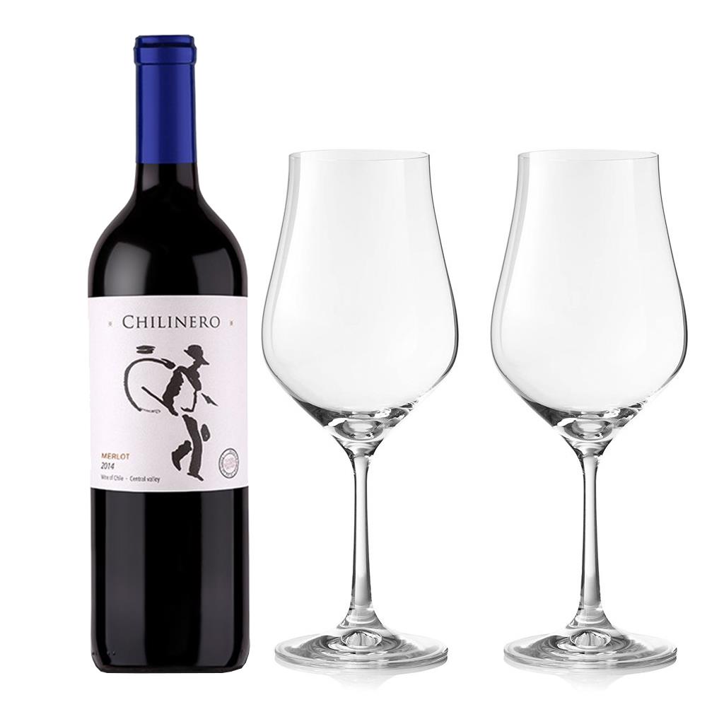 Chilinero Merlot And Crystal Classic Collection Wine Glasses